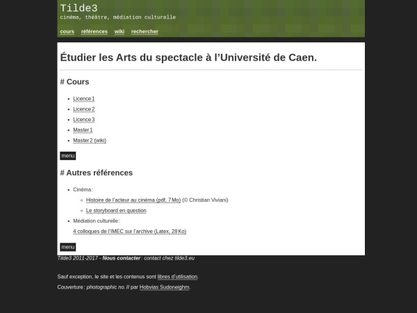 tilde3.eu website screenshot Tilde3 - Étudier les Arts du spectacle à l'Université de Caen.