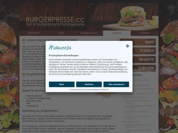 tomundkaro.de website ekran görüntüsü Burger Rezepte zum selber machen