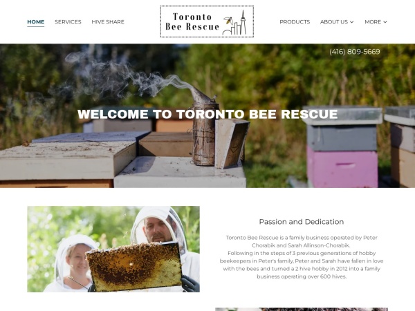 torontobeerescue.ca website screenshot Toronto Bee Rescue - Honey Bees, Swarm