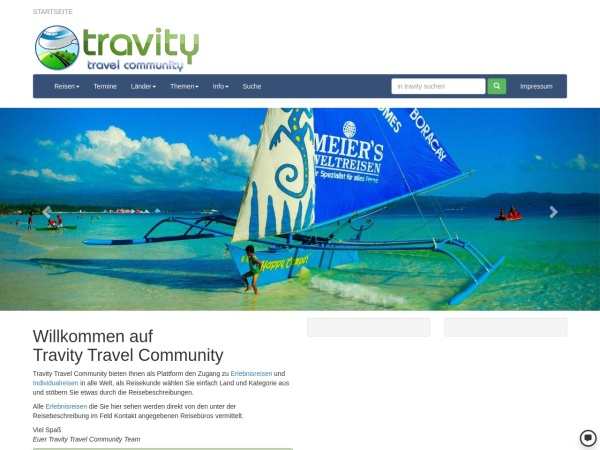 travity.de website captura de tela Willkommen auf Travity Travel Community - Travity Individualreisen Erlebnisreisen