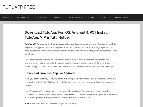 tutuapphelpervip.com website Скриншот Tutuapp Download | TuTuApp Helper VIP Free For iOS, Android & PC