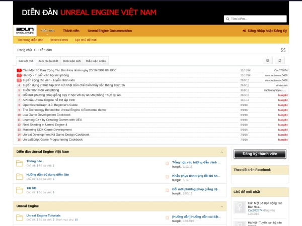 unrealengine.vn website screenshot Diễn đàn Unreal Engine Việt Nam