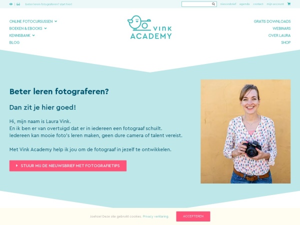 vinkacademy.nl website ekran görüntüsü Ontwikkel de fotograaf in jou met de fotografielessen op Vink Academy