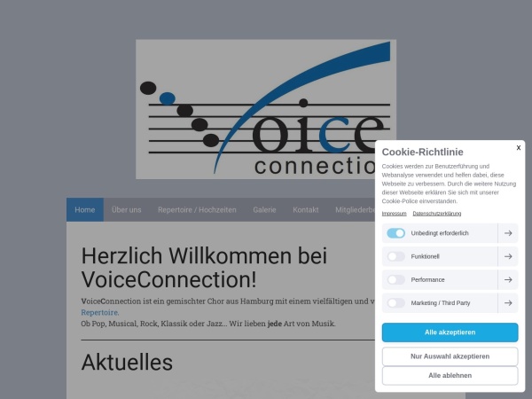 voiceconnection-hh.de website capture d`écran Chor Hamburg Voice Connection Hochzeit - Chor Hamburg Voice Connection Hochzeit Feier