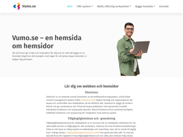 vumo.se website screenshot Tips & inspiration inför din nya hemsida | vumo.se