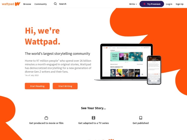 wattpad.com website capture d`écran Wattpad - Where stories live