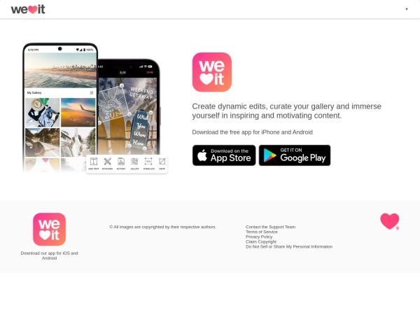 weheartit.com website screenshot Get the We Heart It app!