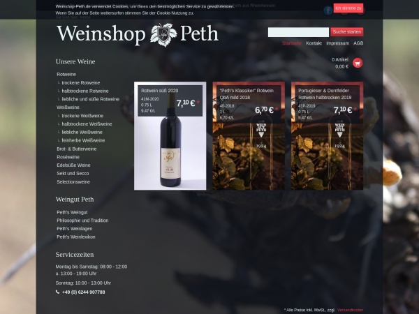 weinshop-peth.de website immagine dello schermo Weingut Peth Weinshop - Vino entdecken. Vinum erleben. Wein genießen.