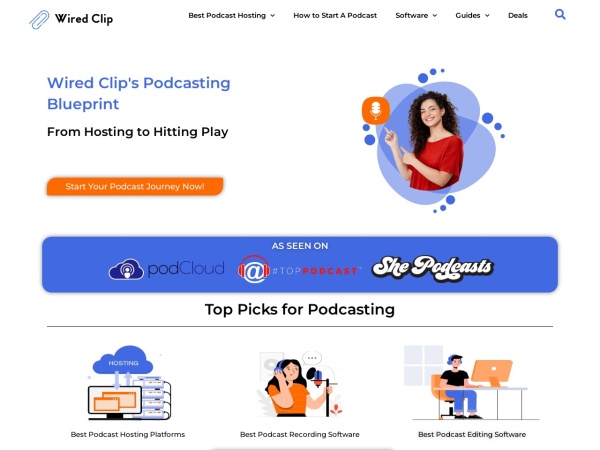 wiredclip.com website screenshot Wired Clip - Podcasting Hosting - Starting a Podcast