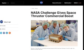 NASA Challenge Gives Space Thruster Commercial Boost