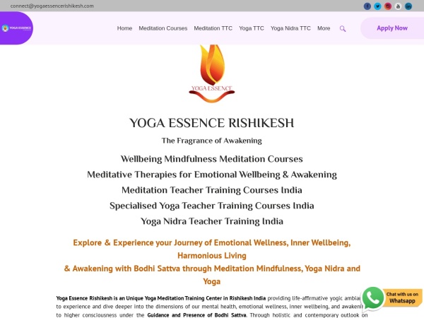 yogaessencerishikesh.com website Скриншот Meditation Teacher Training India | Specialized Yoga TTC Rishikesh India