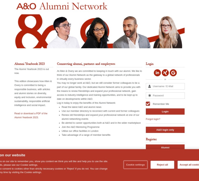 Screenshot of alumni.allenovery.com