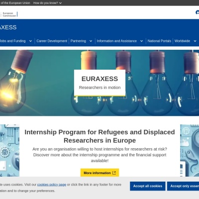 Screenshot of euraxess.ec.europa.eu