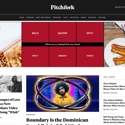 Screenshot of pitchfork.com