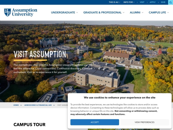 Screenshot of www.assumption.edu