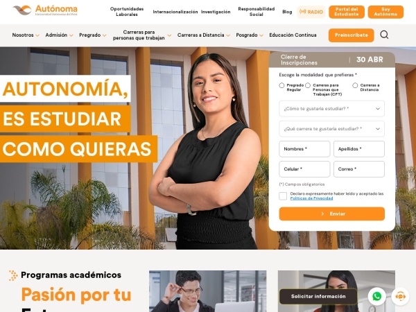Screenshot of www.autonoma.pe