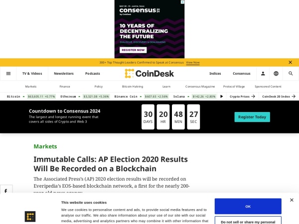 Screenshot of www.coindesk.com