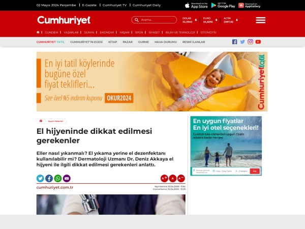 Screenshot of www.cumhuriyet.com.tr