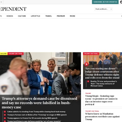Screenshot of www.independent.co.uk