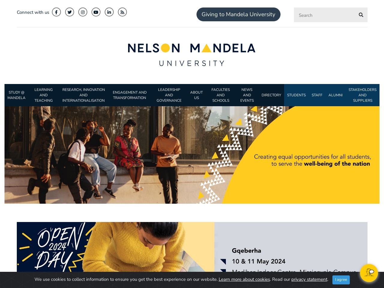 Screenshot of www.mandela.ac.za