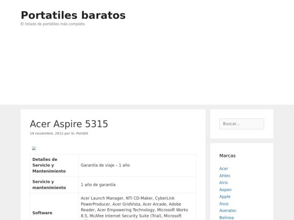 Captura de pantalla de www.portatilesbaratos.org