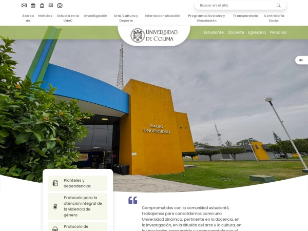 Screenshot of www.ucol.mx