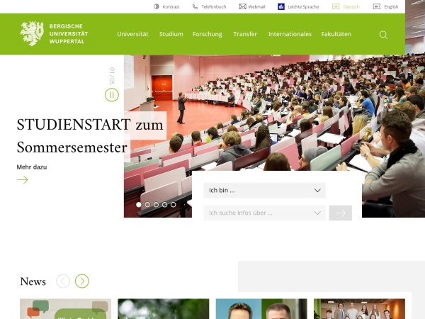 Screenshot of www.uni-wuppertal.de