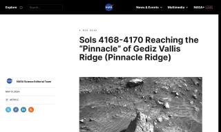 Sols 4168-4170 Reaching the “Pinnacle” of Gediz Vallis Ridge (Pinnacle