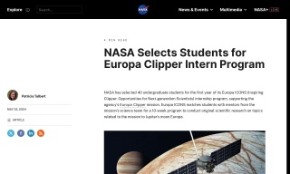NASA Selects Students for Europa Clipper Intern Program
