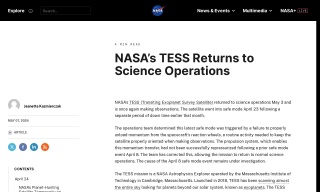 NASA’s TESS Temporarily Pauses Science Observations