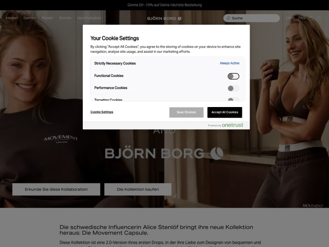 Screenshot des Onlineshops von Björn Borg