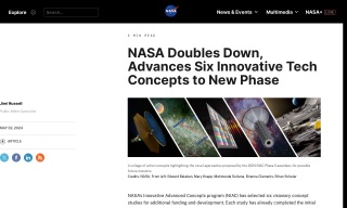 NASA Doubles Down Advances Six Innovative Tech Concepts to New Phase