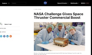 NASA Challenge Gives Space Thruster Commercial Boost