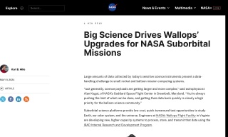 Big Science Drives Wallops’ Upgrades for NASA Suborbital Missions