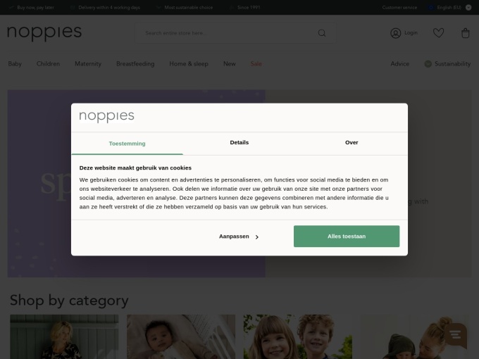 Screenshot des Onlineshops von Noppies